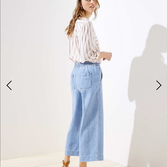 Ann Taylor LOFT drawstring linen pants wide leg - Picture 3 of 3